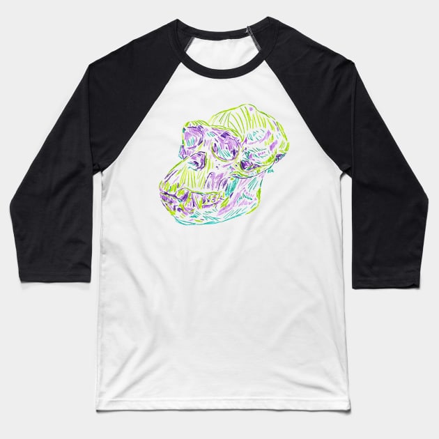 2021 03 skulls chimp Baseball T-Shirt by Katherine Montalto